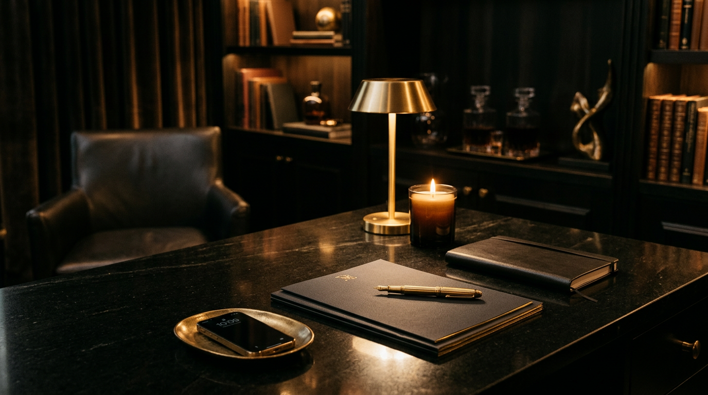 A private black-and-gold consultation setting for direct contact