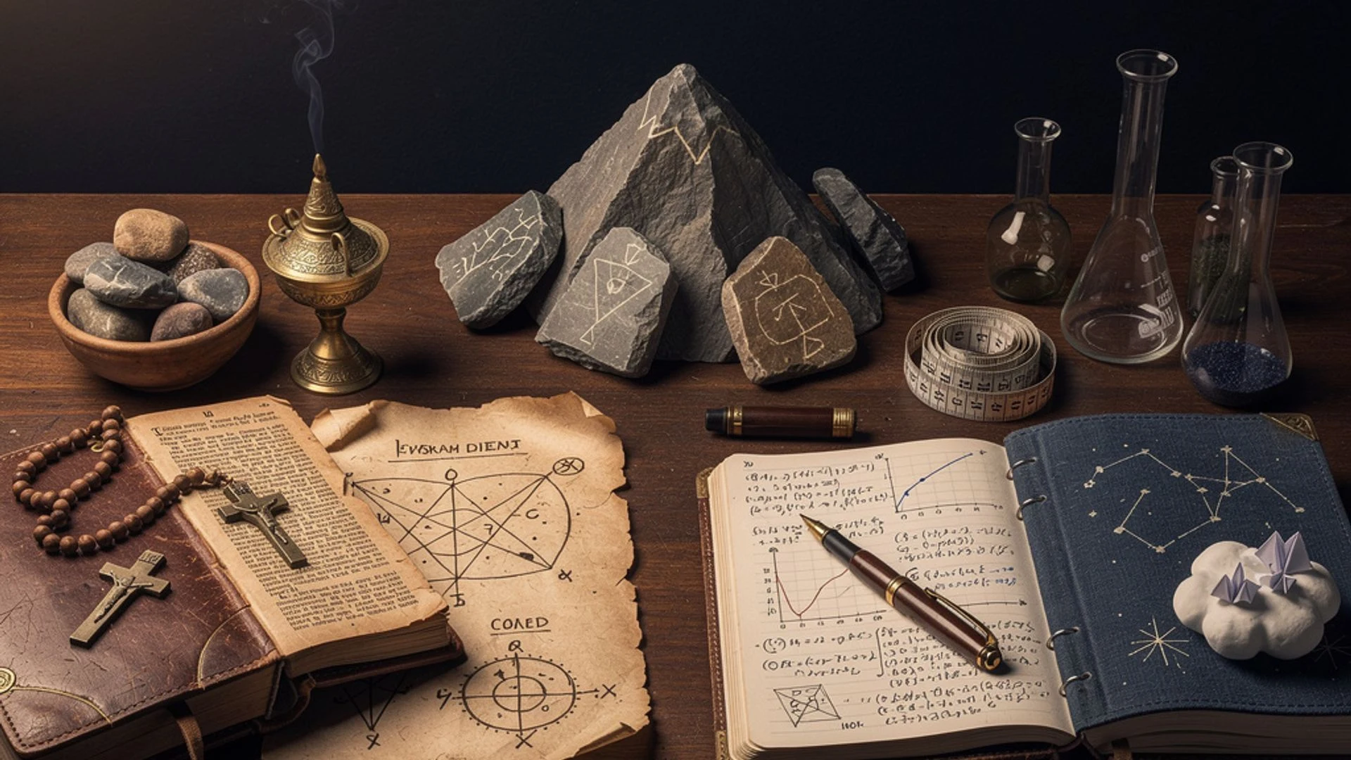 Journal hero: Priests, mystics, scientists, and dreamers each hold a fragment. The mountain only appears when the fragments are...