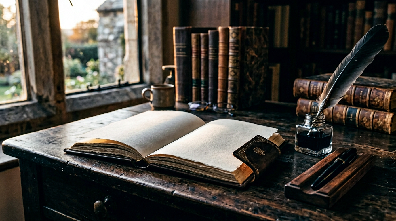 Atmospheric black and gold light for the journal section